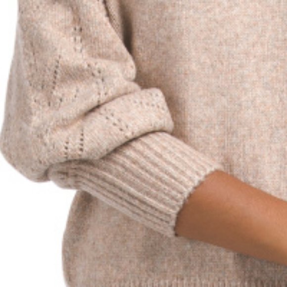 ELIE BY ELIE TAHARI V-neck  Pointelle Sleeve Sweater 291tn - Picture 4 of 4